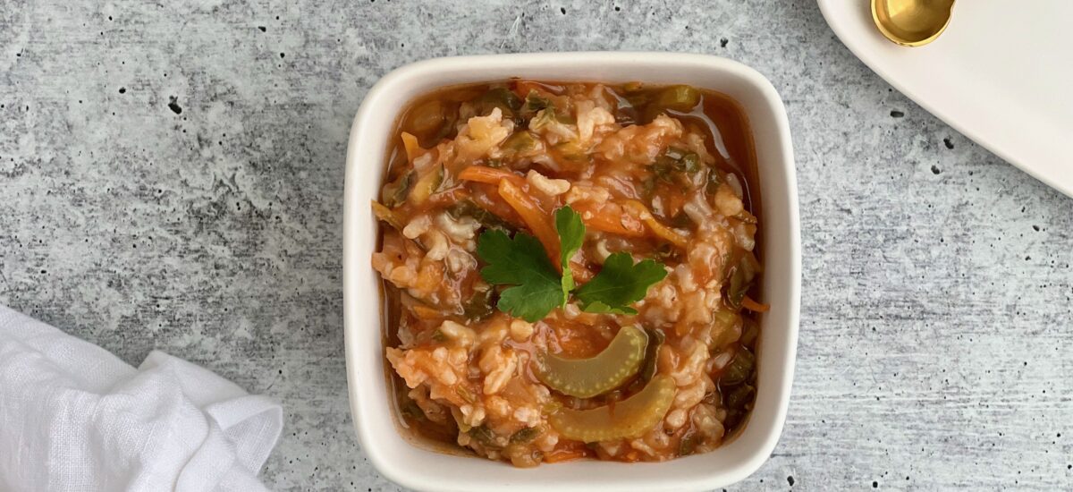 Tomato Rice Soup with Roasted Chicken