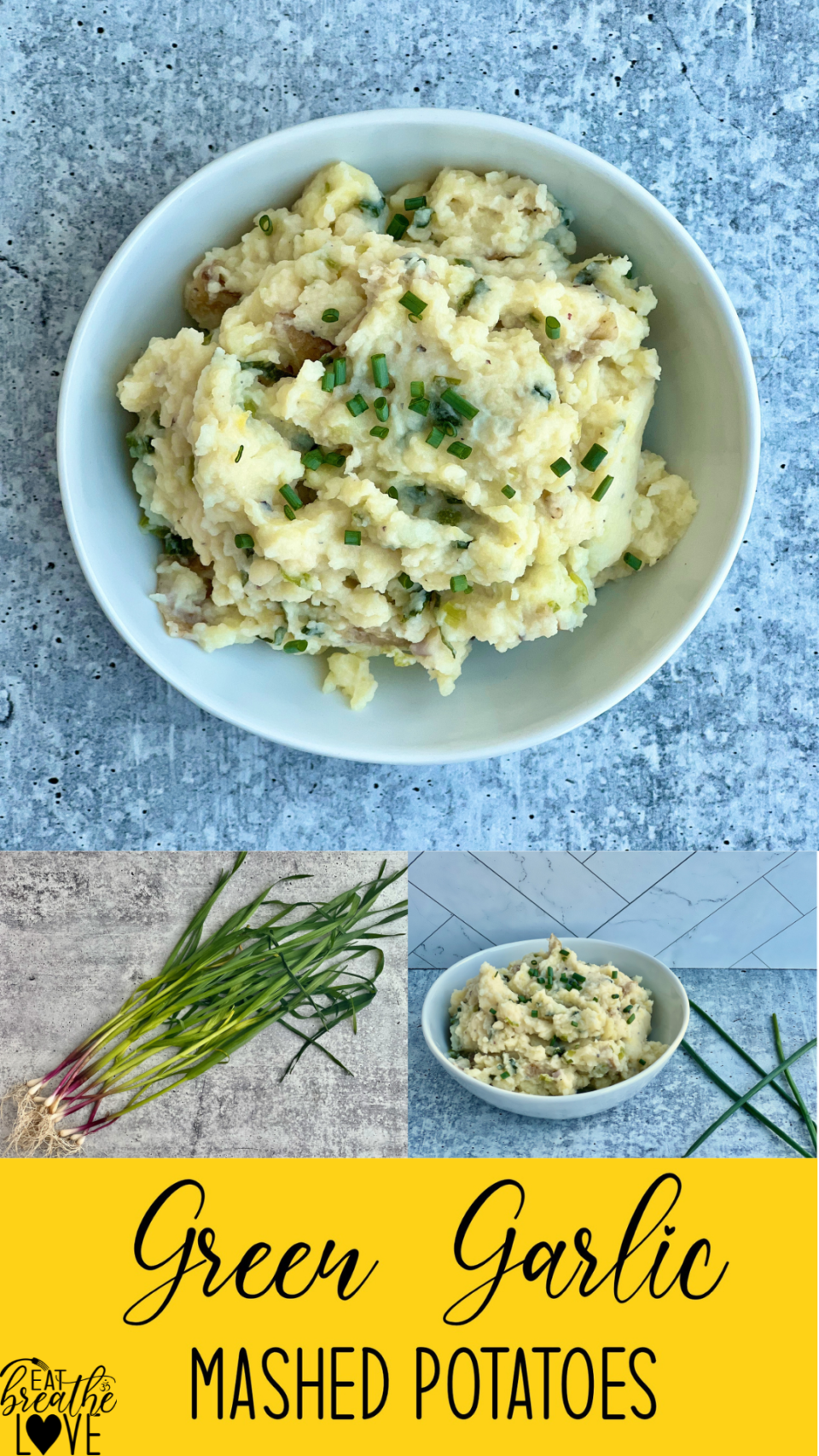 Pictures of green garlic and green garlic smashed potatoes
