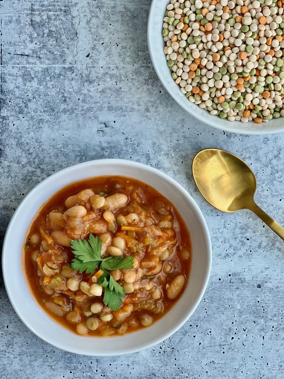 A bowl of tomato couscous soup