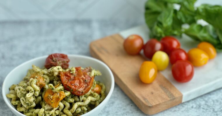 Easy Pesto Pasta with Roasted Tomatoes