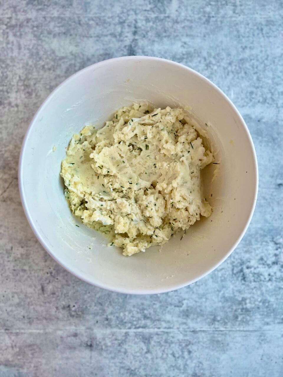 Chive Twice Baked Potato filling in a bowl