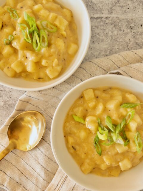 Two bowls of potato soup