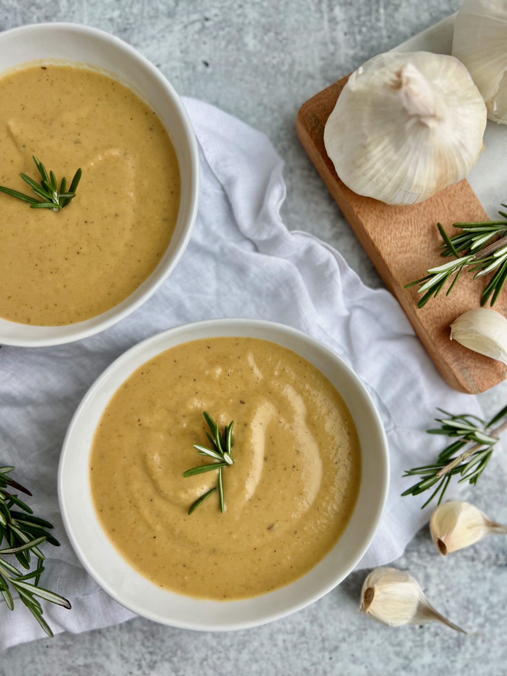 Roasted Garlic & White Bean Soup with Herb Oil - Yes to Yolks